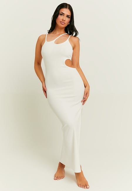 TALLY WEiJL, Cut Out White Midi Dress for Women