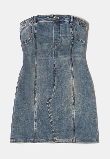 TALLY WEiJL, Denim Bustier Bodycon  Dress for Women