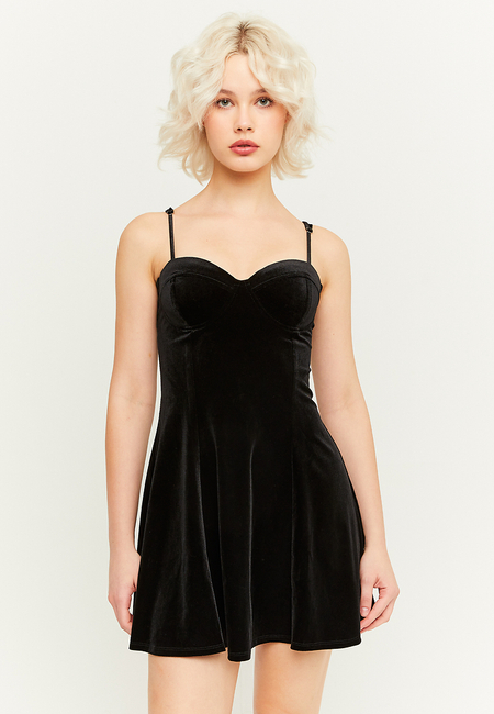 TALLY WEiJL, Black Velvet Mini Dress for Women