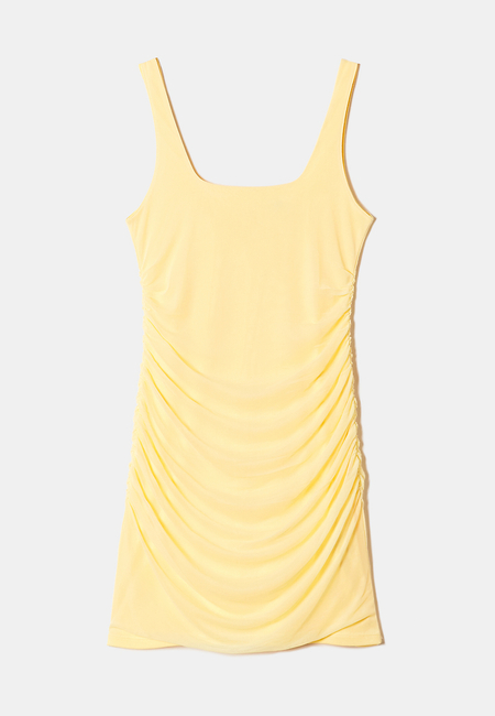 TALLY WEiJL, Yellow Ruched Mini Dress for Women