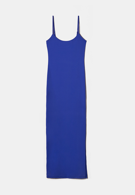 TALLY WEiJL, Blue Basic Midi Dress with Side Slit for Women