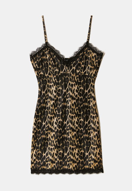 TALLY WEiJL, Vestito Corto Stampa Animalier Leo e Orli in Pizzo for Women