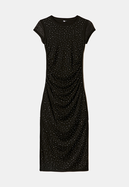 TALLY WEiJL, Black Midi Dress with Strass for Women