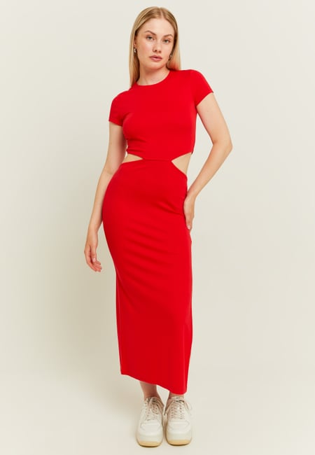 TALLY WEiJL, Red Dress with Waist Cut Outs for Women