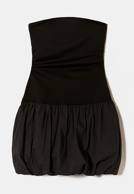 TALLY WEiJL, Black Bodycon Dress with Bandeau and Balloon Skirt for Women