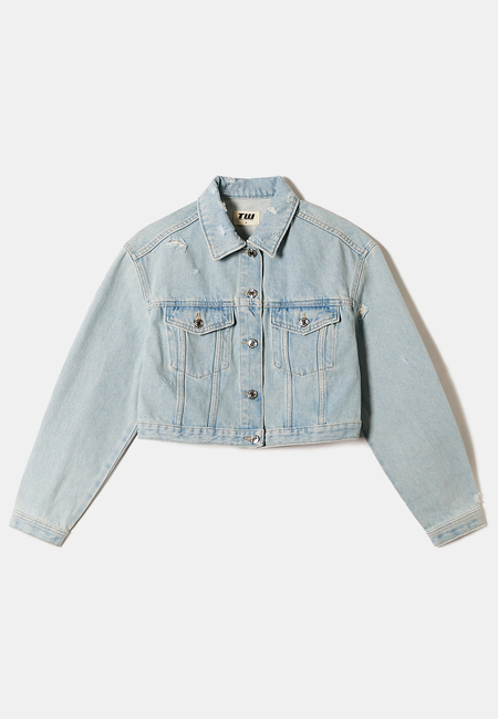 TALLY WEiJL, Blue Cropped Denim Jacket for Women