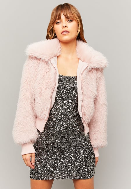 TALLY WEiJL, Pink Faux Fur Jacket for Women