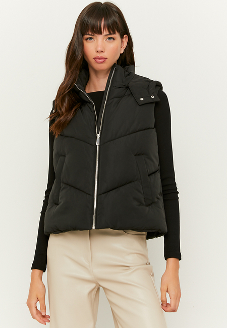 TALLY WEiJL, Gilet Nero Imbottito con Cappuccio for Women