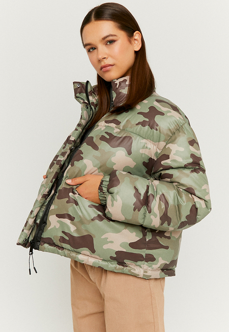 TALLY WEiJL, Camouflage Cropped Puffer Jacket for Women