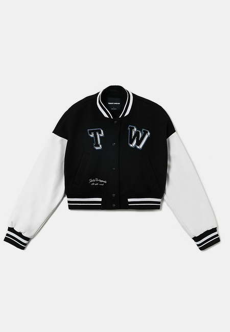 TALLY WEiJL, Μαύρο Cropped Varsity Μπουφάν for Women