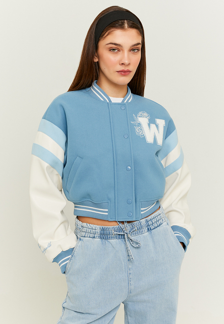 TALLY WEiJL, Blaue Cropped Varsity Jacke for Women