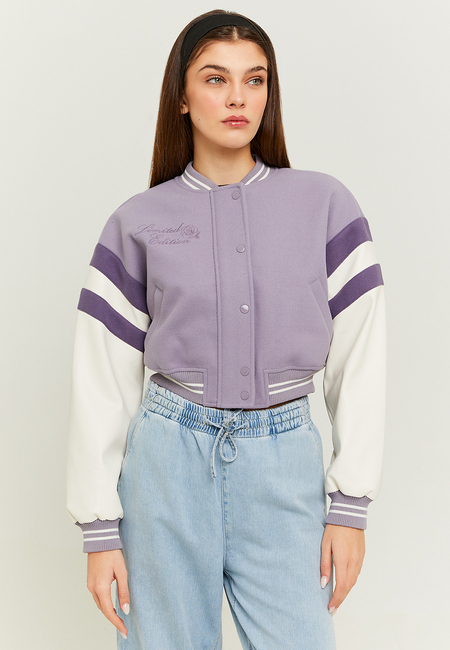 TALLY WEiJL, Purple Cropped Varsity Jacket for Women