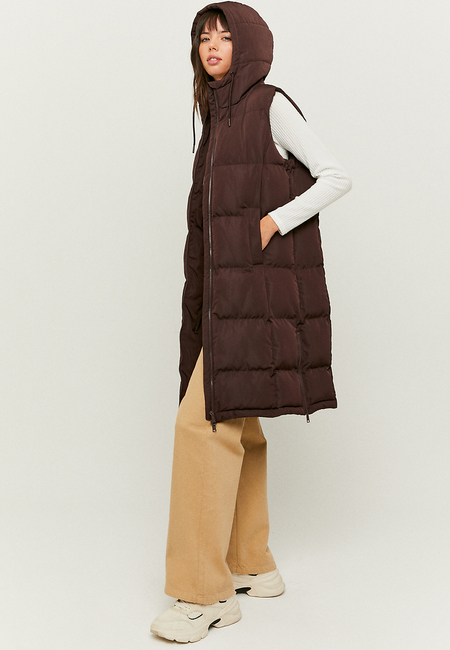 TALLY WEiJL, Brown Long Sleeveless Puffer Jacket for Women