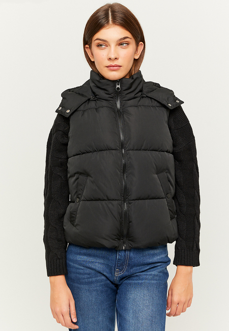 TALLY WEiJL, Μαύρο Αμάνικο Jacket με κουκούλα for Women