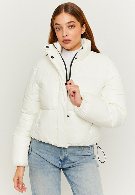 TALLY WEiJL, White Shiny Cropped Padded Jacket for Women