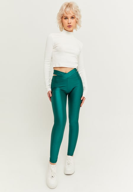 TALLY WEiJL, Green Shiny-Effect Skinny Leggings for Women