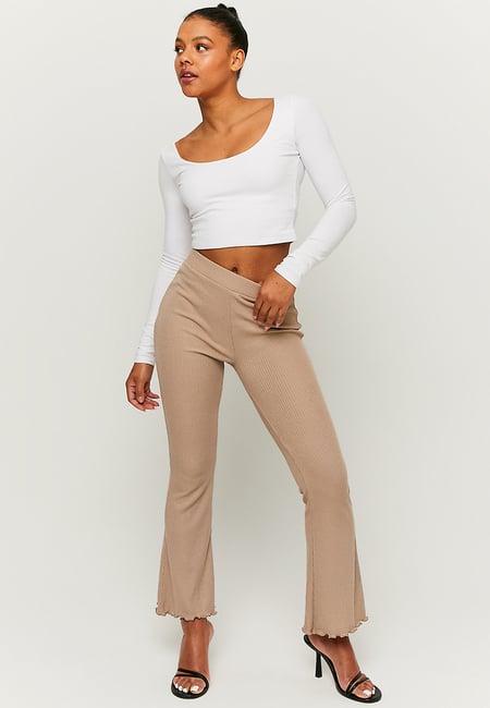 TALLY WEiJL, Legging Taille Haute Flare Beige for Women