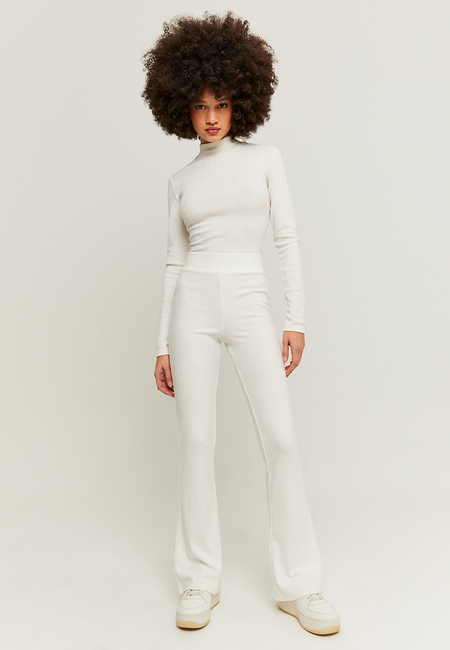 TALLY WEiJL, Pantalon évasé côtelé blanc for Women