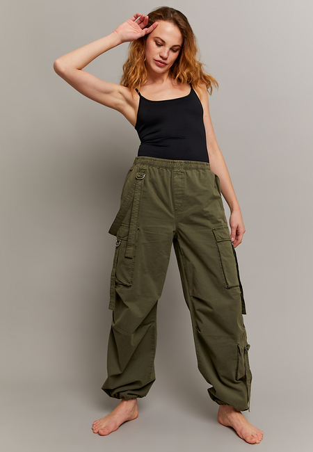 TALLY WEiJL, Khaki High Waist Wide Leg Cargohose for Women