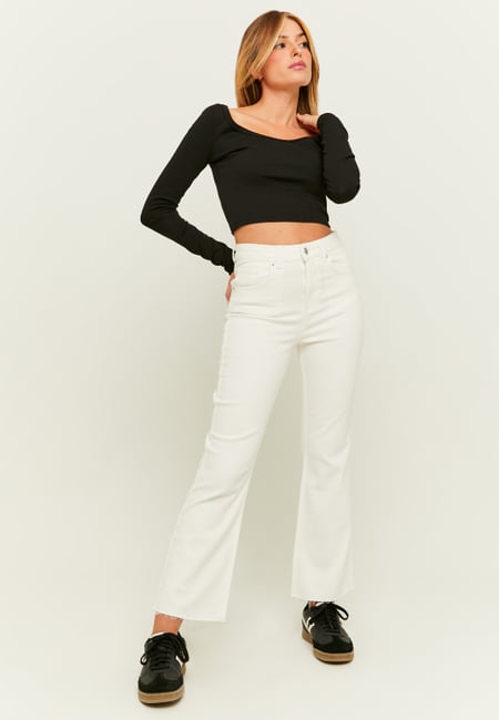 TALLY WEiJL, Jean Cropped Flare Beige for Women