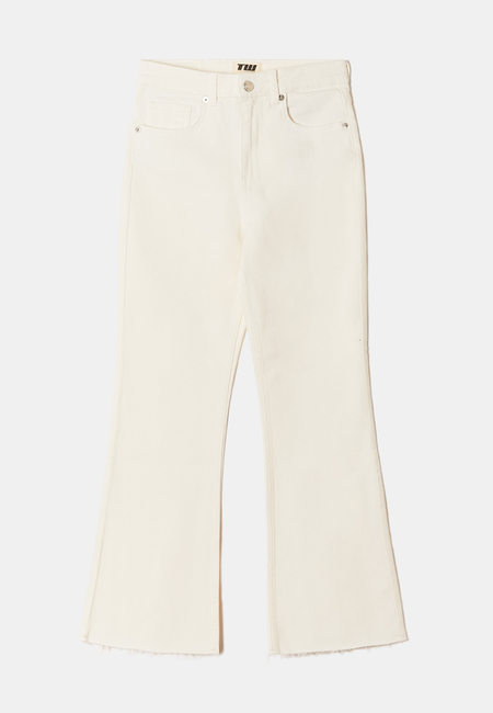 TALLY WEiJL, Jean Cropped Flare Beige for Women