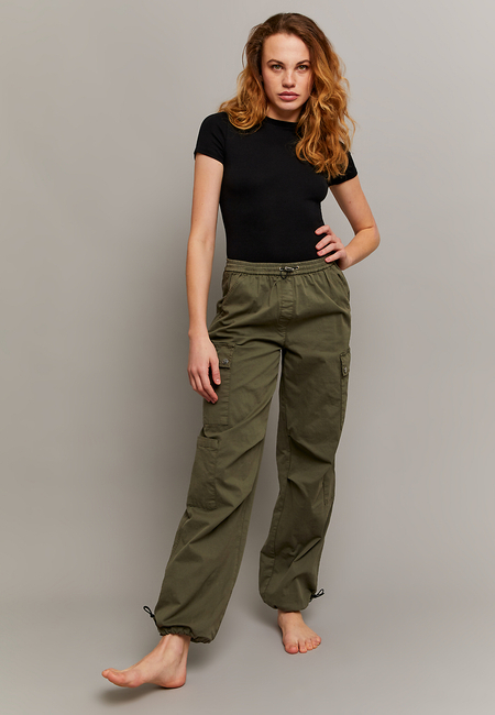 TALLY WEiJL, Pantaloni Parachute a Vita Alta Kaki for Women