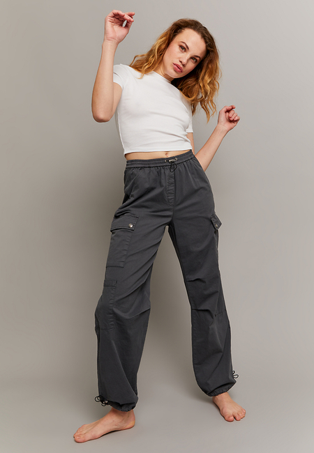 TALLY WEiJL, Grey High Waist Parachute Trousers for Women