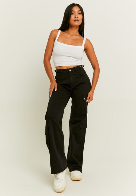 TALLY WEiJL, Black High Waist Wide Leg Trousers for Women