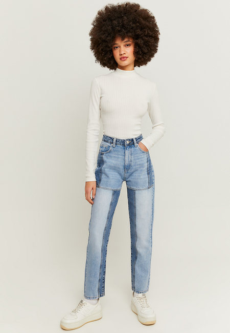 TALLY WEiJL, High Waist Patchwork Mom Jeans for Women