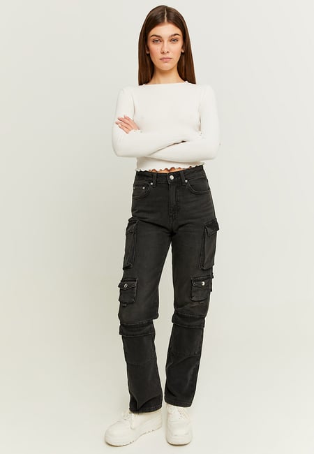 TALLY WEiJL, Mid Waist Multipocket Cargo Jeans for Women