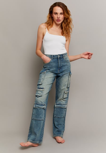 TALLY WEiJL, Mid Waist Multipocket Cargo Jeans for Women