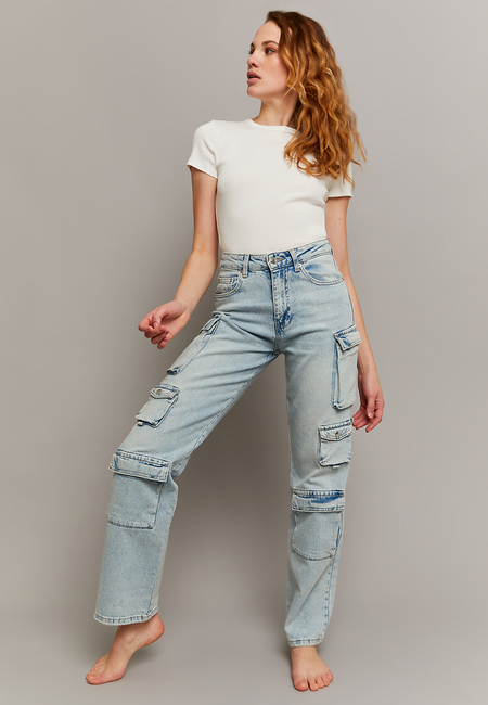 TALLY WEiJL, Mid Waist Cargo Jeans mit mehreren Taschen for Women