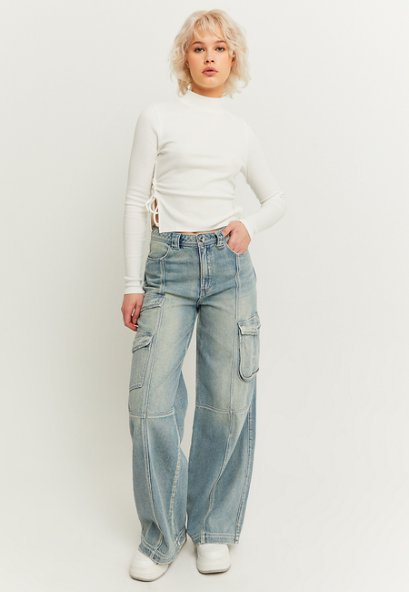 TALLY WEiJL, High Waist Fancy Wide Leg Cargo Jeans for Women