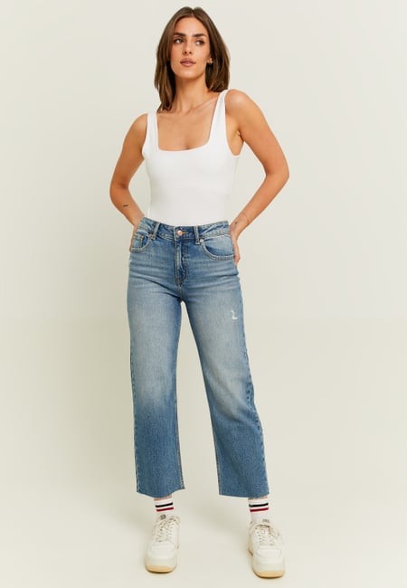TALLY WEiJL, Vintage Wash Straight Cropped Jeans for Women