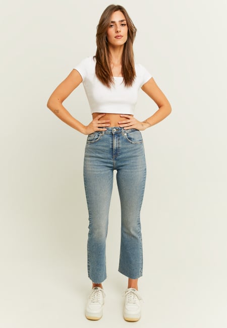 TALLY WEiJL, Jeans Cropped Flare a Vita Alta for Women