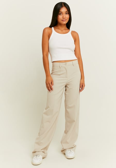 TALLY WEiJL, Beige Straight Tailoring Trousers for Women