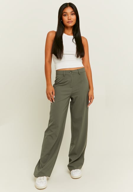 TALLY WEiJL, Grey Straight Tailoring Trousers for Women