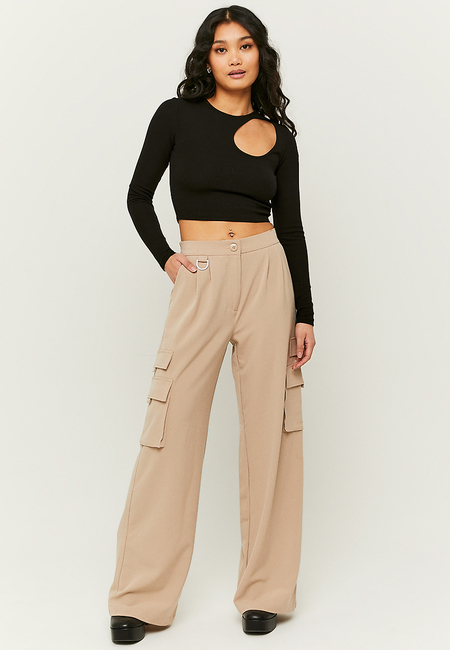 TALLY WEiJL, Beige Wide Leg Cargo Trousers for Women