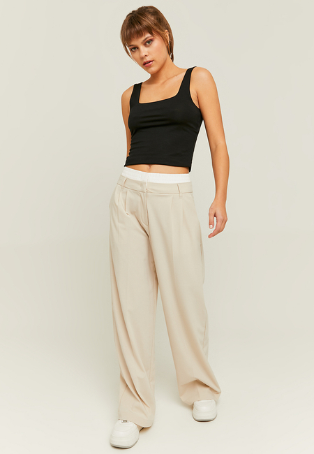 TALLY WEiJL, Beige Mid Waist Loose Trousers for Women