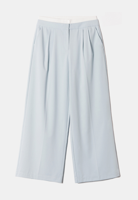 TALLY WEiJL, Double Waist Blue Wide Leg Trousers for Women