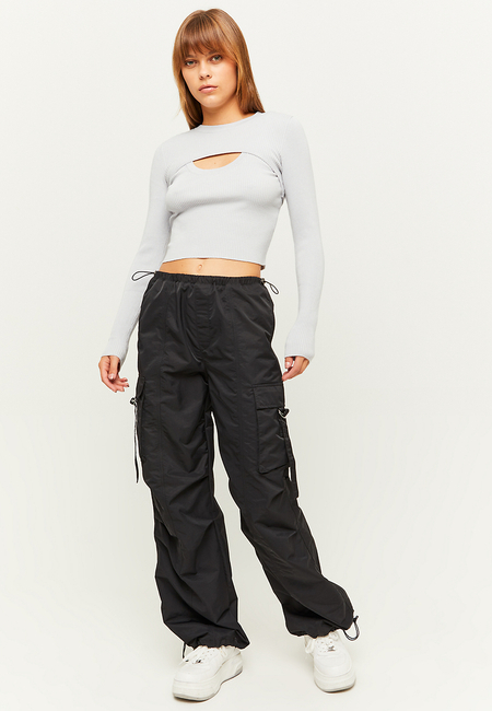 TALLY WEiJL, Black Cargo Parachute Trousers for Women