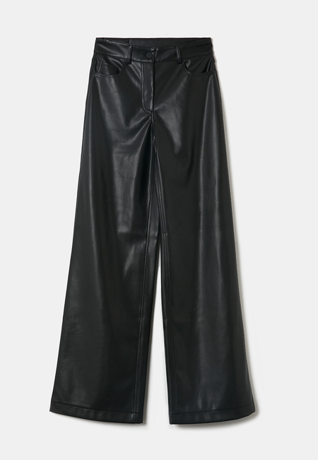 TALLY WEiJL, Black Fake Leather High Waist Trousers for Women