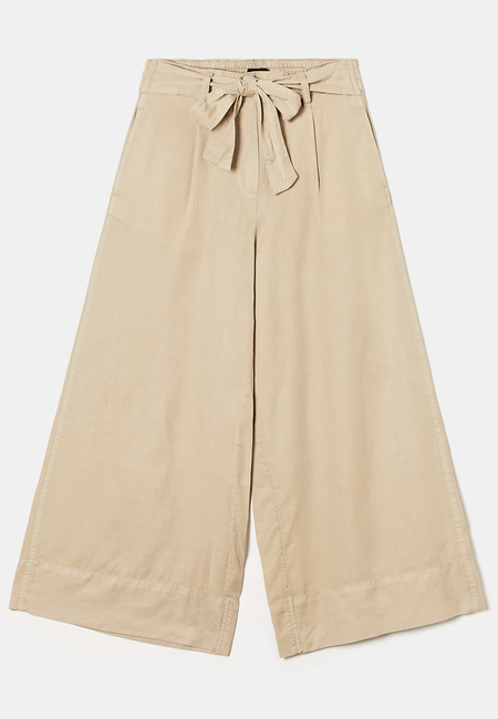 TALLY WEiJL, Pantaloni Larghi Beige con Nodo Frontale for Women