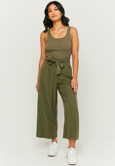 TALLY WEiJL, Green Culotte Trousers With Knot for Women