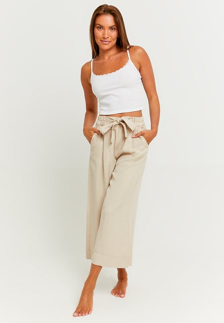 TALLY WEiJL, Pantaloni Leggeri Beige con Fascia Elastica in Vita for Women