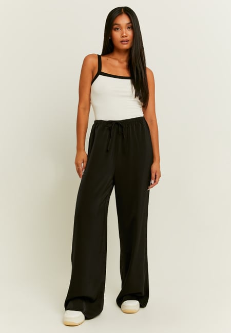 TALLY WEiJL, Black Satin Wide Leg Trousers for Women