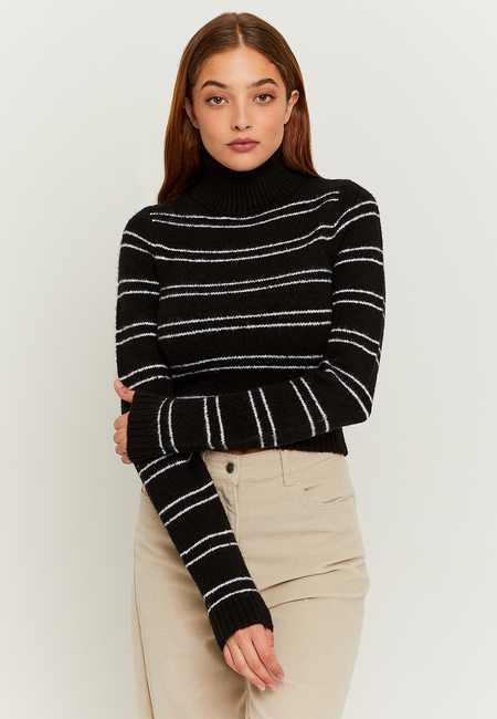 TALLY WEiJL, Striped Cropped Turtle Neck Jumper for Women