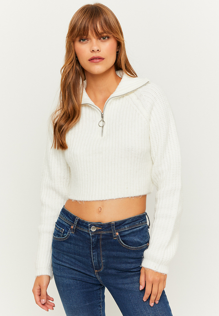 TALLY WEiJL, Weißer Cropped Pullover for Women