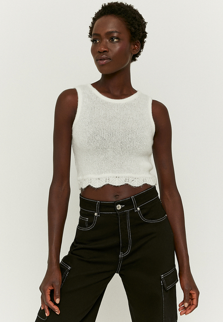 TALLY WEiJL, Λευκό Soft touch Cropped Top for Women