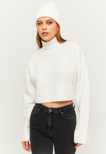 TALLY WEiJL, Weißer lockerer Cropped Pullover for Women